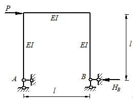 图示结构B支座的水平反力HB为： 