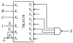 对应于以下电路，描述其输出正确的是 A、Z输出为0B、C、Z输出为1D、