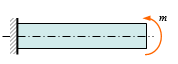 如图所示的悬臂梁，自由端受力偶m的作用，关于梁中性层上正应力σ及切应力τ的下列四种表述中，只有___