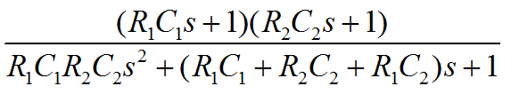 下图所示的以 为输入、 为输出的无源电网络的传递函数为（）  