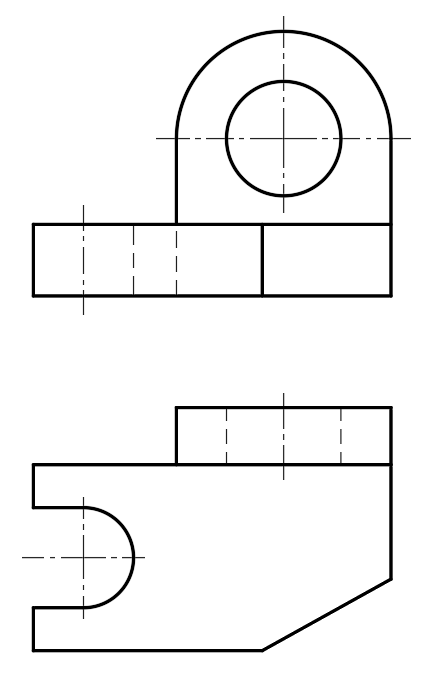 如下图，已知形体的正立面图和平面图，正确的背立面图是（）。 