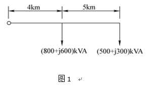一条10kV线路向两个用户供电，允许电压损失为5%，环境温度为30℃，其他参数如图1所示，若用相同截