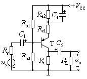 放大电路如图所示，电路中各元件参数已知。试写出计算电压放大倍数、输入电阻和输出电阻的表达式。 