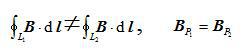 真空中，如图所示，在图(a)和图(b)中各有一半径相同的圆形回路和，圆周内有电流和穿过，其分布相同；