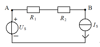 图示电路中，电压=10V，=1A当电压源US单独作用时，电压将（）。 