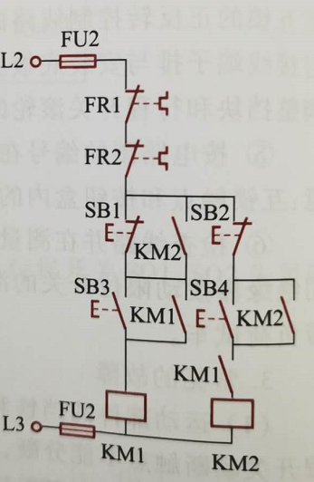 下图顺序互锁控制电路中，M1、M2起动、停止的顺序是（） 