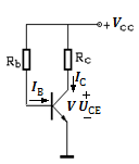 共射基本放大电路的直流通路如下图所示，当增大基极电阻Rb时，集电极电流IC将（）。 