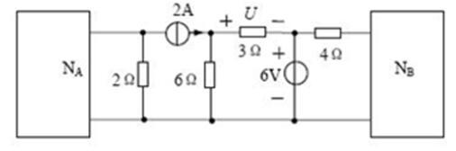 NA和NB均为含源线性电阻网络，在图示电路中3Ω电阻的端电压U应为：（） 