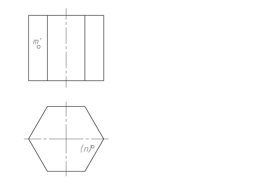 根据投影图，判断六棱柱上点N的空间位置（）。