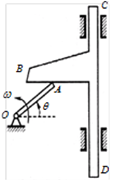 如图所示，曲柄OA长0.4m，以等角速度w=0.5rad/s绕O轴逆时针转动，推动滑杆BCD沿铅直滑