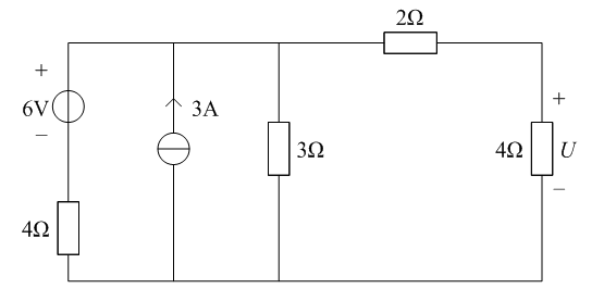 【判断题】[图] 用叠加定理计算下图所示电路中电压U是否...【判断题】 用叠加定理计算下图所示电路