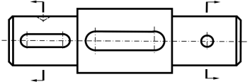 画出指定位置两处断面图（左侧键槽深4mm，右侧圆是通孔)。 