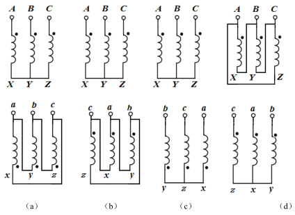 试用相量图判定下图三相变压器的联接组号 [图]...试用相量图判定下图三相变压器的联接组号 