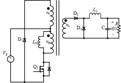 如图所示单端正激变换器，其变压器辅助绕组nr的作用是？ 