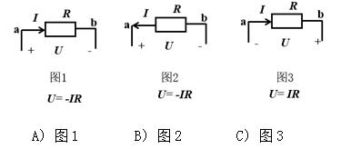 电路及其对应的欧姆定律表达式分别如图 1、图 2 、图 3 所示，其中表达式正确的是（）。 