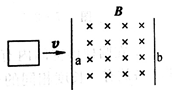 如图所示，一矩形导体框以速率v从a进入一匀强磁场并从b出来。若不计导体框的自感，下面哪条曲线正确地表