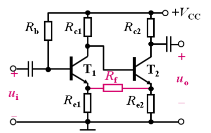 【填空题】放大电路如图4所示，在输出端引入了（）反馈，在输入端引入了（）反馈；反馈极性为（）。故该电