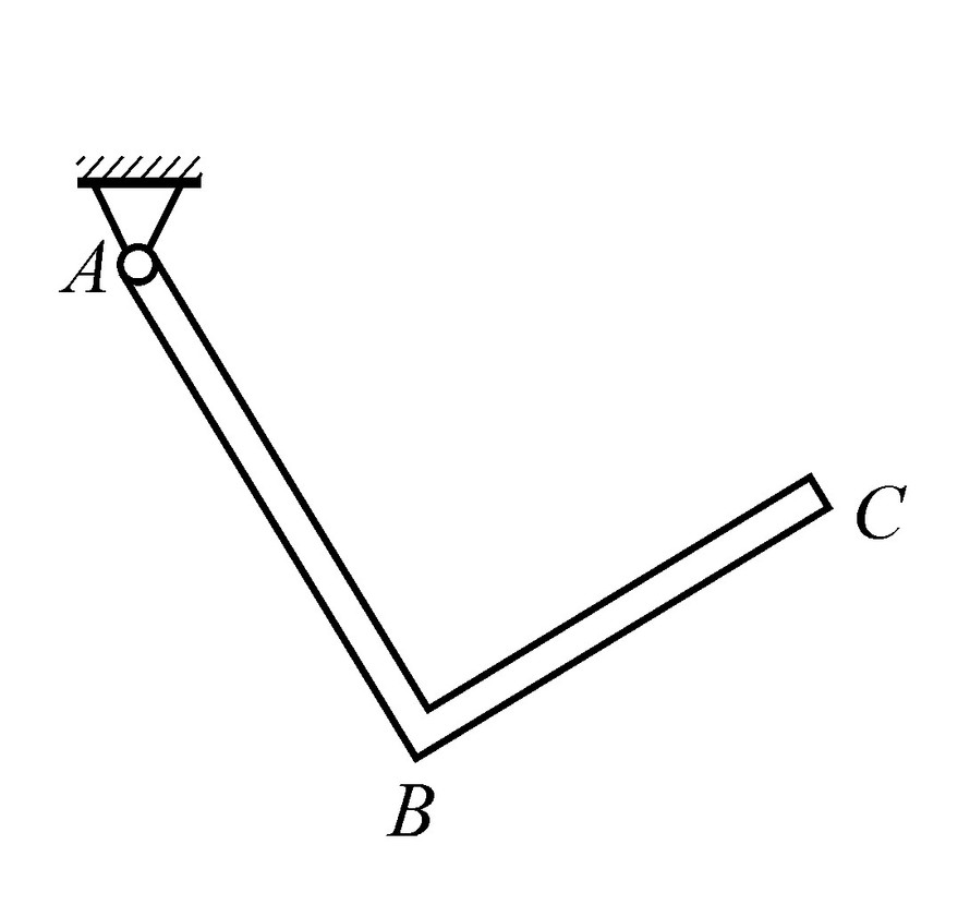 直角均质弯杆ABC，AB=BC=L，每段质量记作mAB，mBC，则弯杆对过A且垂直于图平面的A轴的转