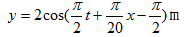 一个平面简谐波沿x轴负方向传播，波速ｕ=10m/s。x=0处，质点振动曲线如图所示，则该波的表式为（