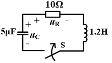 【填空题】在图示电路中，开关S在t=0瞬间闭合，若uC（0-）=5V，iL（0-）=0,则uR（0+