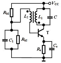如图所示变压器反馈式正弦波振荡电路中，电C e 的作用是_______。 