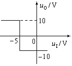 如图所示电压比较器的电压传输特性，其所对应的阈值电压是 。 