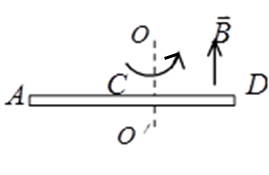 如图所示，导体棒AD在均匀磁场中绕通过C点的垂直于棒长且沿磁场方向的轴OO¢ 转动（角速度与同方向）