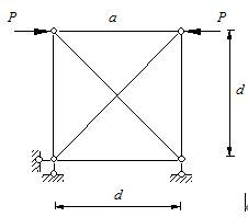 图示桁架EA=常数，杆a的内力为：  A、PB、－PC、 D、0