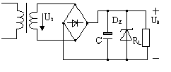 图示电路中， U2=20V，若Dz接反了，则电路会出现什么现象？ 