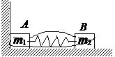 两木块A、B的质量分别为m1和m2，用一个质量不计、劲度系数为k的弹簧连接起来．把弹簧压缩x0并用线