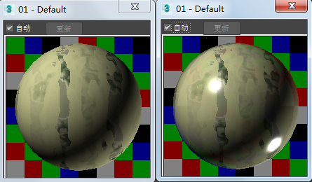 在VRayMtl材质中，将下图左边的材质球调整成右边材质球的效果应该 