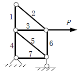 【单选题】桁架中把内力为零的杆件称为零杆。图示桁架中，零杆为（） 