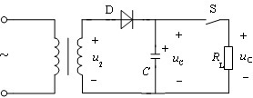 1.整流滤波电路如图所示，变压器副边电压峰值是10V ，开关S 打开后，二极管承受的最高反向电压是（