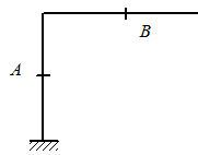图示结构，求A、B两点相对线位移时，虚设力状态应在两点分别施加的单位力为：