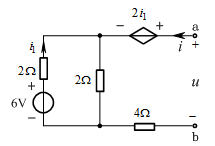 电路如图所示，则含源一端口的戴维宁等效电阻为（）。[图...电路如图所示，则含源一端口的戴维宁等效电