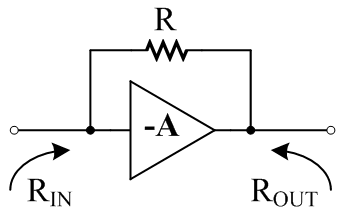 题4-4-2、下图中，其中电压放大器的增益为-A，假定该放大器为理想放大器。请计算该电路的等效输出电