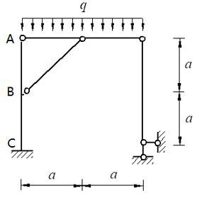 结构在图示荷载作用下，AB杆A端截面的剪力为（）。 