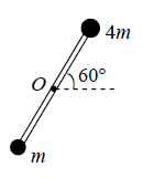 如图所示，一根长为2R、质量为3m的均匀细杆，两端分别固定有质量分别为m和4m的小球，此系统可在竖直