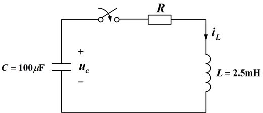  电容初始电压为1V，t=0时开关闭合，若过渡过程为临界阻尼，则R为多少？系统过渡过程的特点是什么？