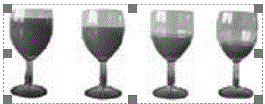 8. 如图2－2所示，在四个完全相同的玻璃杯内装有质量不等的同种葡萄酒，用大小相同的力敲击四个玻璃杯