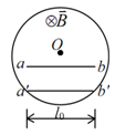 【单选题】在圆柱形空间内有一个磁感应强度为的均匀磁场,如下图所示,的大小以变化,有一长度为的金属棒先
