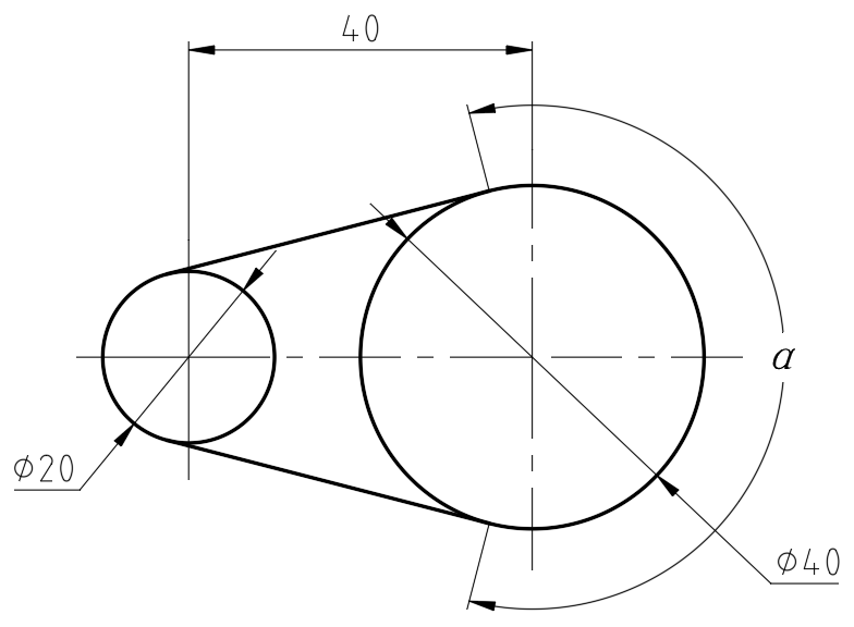 如图所示皮带轮,通过标注角度,可确定从动轮的包角α为 度.