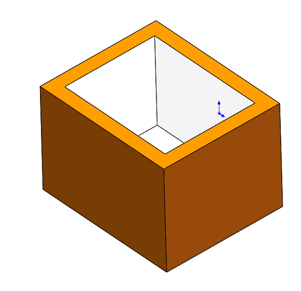 SolidWorks中抽壳的特征不能完成下面的哪个造型（图中的白色部分）。