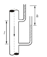 竖直的管道内，水从上往下流动，在管道截面处相距为的两测压管的液面高度差为，问水在管道内流动的沿程损失