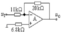 在下图所示电路中,设A为理想运放,已知运算放的最大输出电压U0m=±12V，当Ui= 2V时，U0=