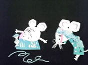【单选题】 如图，在动画《老鼠嫁女》中，角色造型的来源是民间（）艺术。