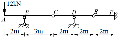 图示静定多跨梁截面D的弯矩为（设下侧受拉为正）： 