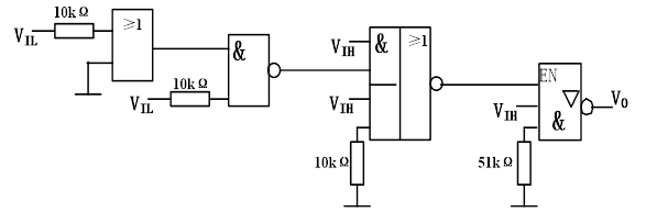 电路有74系列TTL门构成，下列选项哪一个是正确的（）