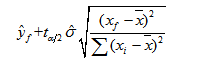 利用一元回归模型对被解释变量平均值E（yf | xf )进行区间预测的上界是：