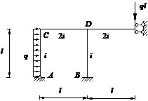 用力矩分配法计算图示刚架，DB杆的分配系数为： 
